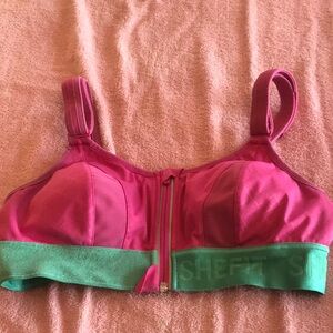 SHEFIT Size LUXE/L Adjustable Flex High Impact Sports Bra in Pink and Teal